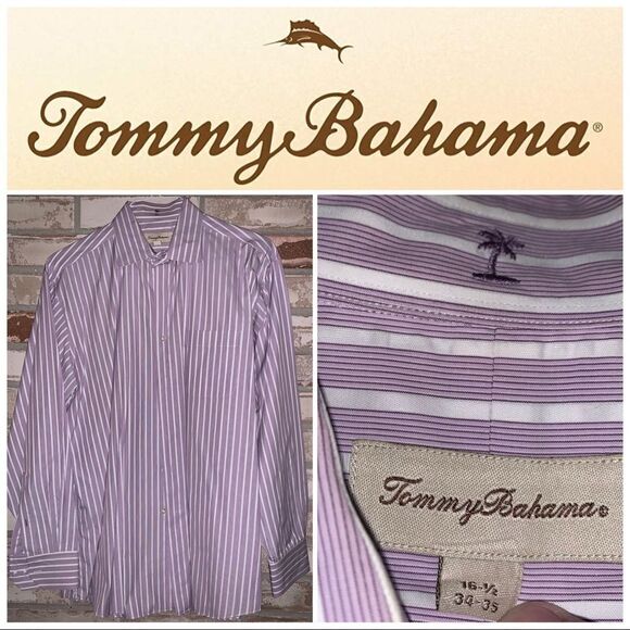 Large 26.5-34/35 Tommy Bahama Purple-White LS - Picture 2 of 5
